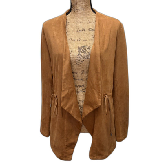 Thread‎ & Supply Malva Faux Suede Jacket Camel Tan Drawstring Waist Size Medium - Picture 1 of 5